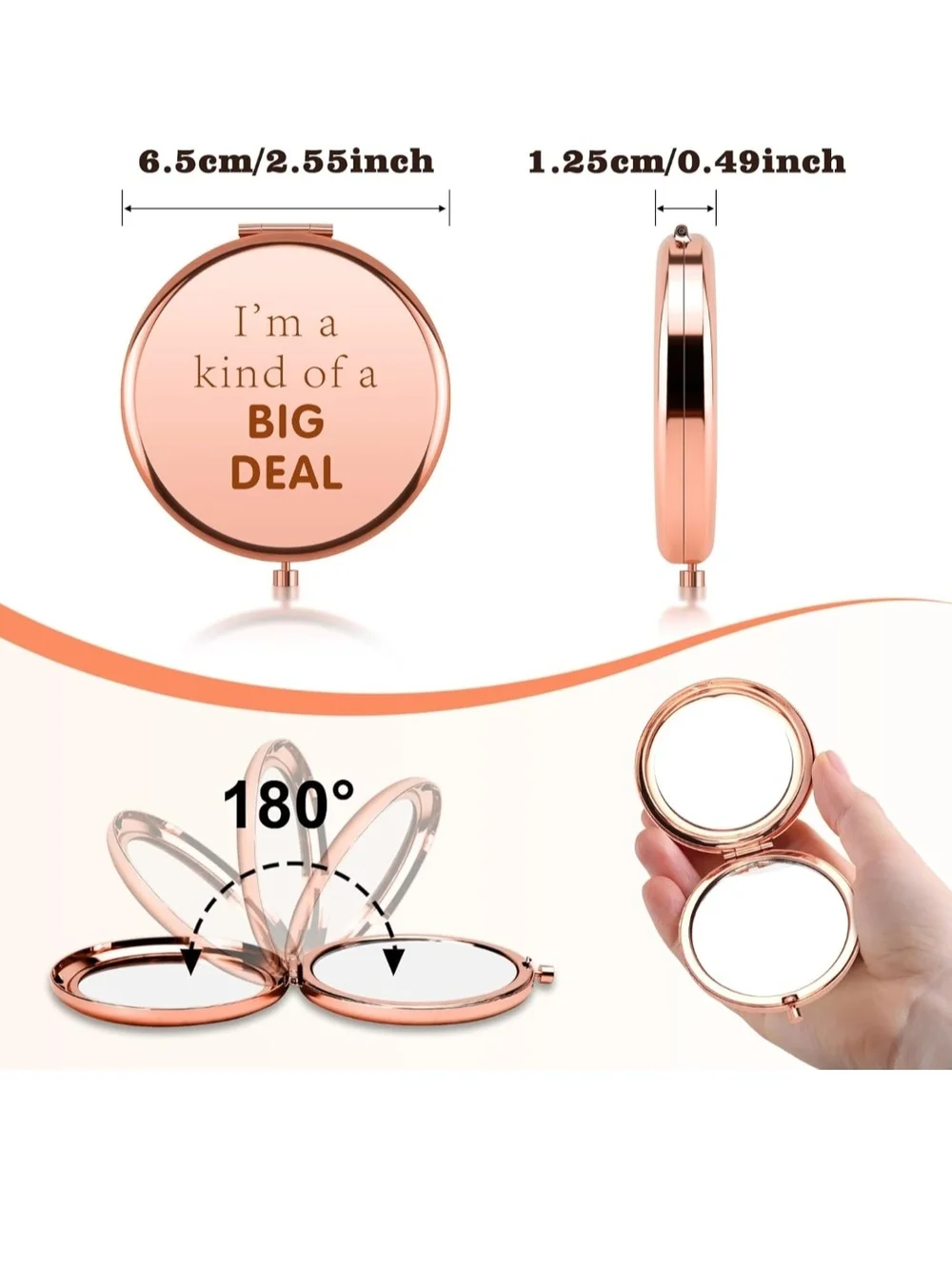Rose Gold Compact Mirror with 